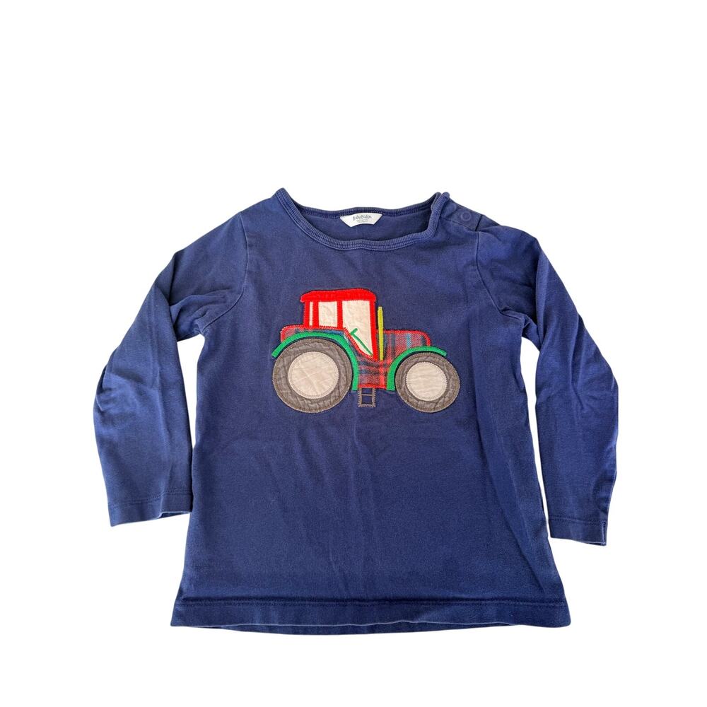 Baby Boden Blue Tractor Farm Long Sleeve Appliqué